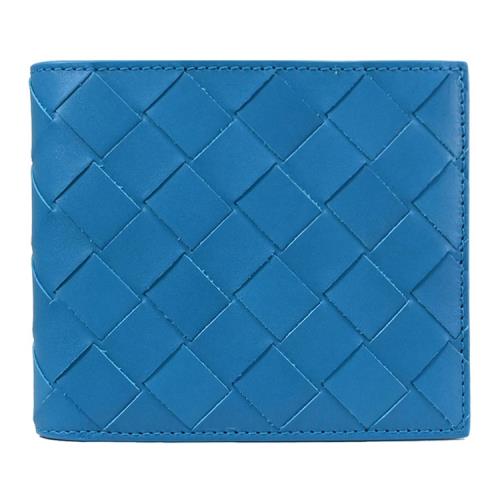BOTTEGA VENETA 605721 大格編織對開八卡短夾.青藍