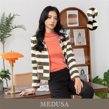 現貨【MEDUSA 曼度莎】小圓領橫紋西裝小外套 - 2色（M-XL）｜女外套 西裝外套