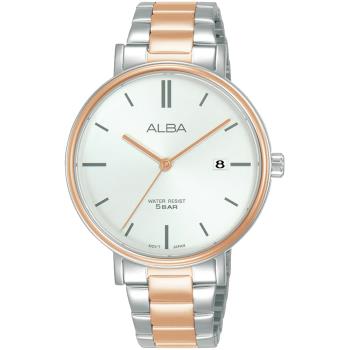 ALBA 雅柏 簡約時尚氣質腕錶/銀X玫瑰金/36mm (VJ32-X342KS/AG8N96X1)