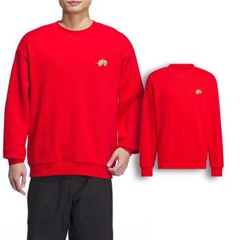 adidas 長袖上衣 CNY Sweatshirts 男款 紅 黃 龍年 農曆年 毛巾布 落肩 寬鬆 大學T JE6108