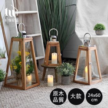 【好物良品】大款 燭臺花藝原木玻璃裝飾造景｜附LED蠟燭