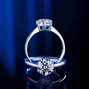 【米蘭精品】莫桑石戒指925純銀開口戒-一克拉求婚皇冠輕奢女飾品74gk6
