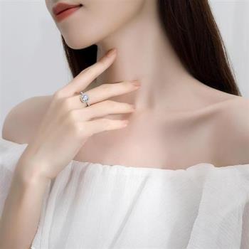 【米蘭精品】莫桑石戒指925純銀開口戒-方包D色一克拉璀璨女飾品74gk21