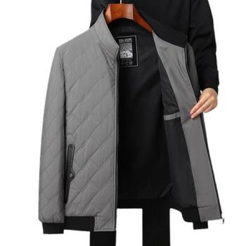 【米蘭精品】舖棉外套休閒夾克-桑蠶絲短款立領保暖男外套2色74gr43