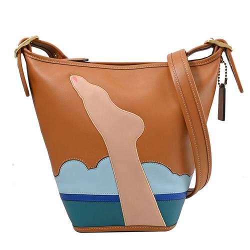 COACH CA129 Tom Wesselmann 聯名春夏限定款斜背包.咖