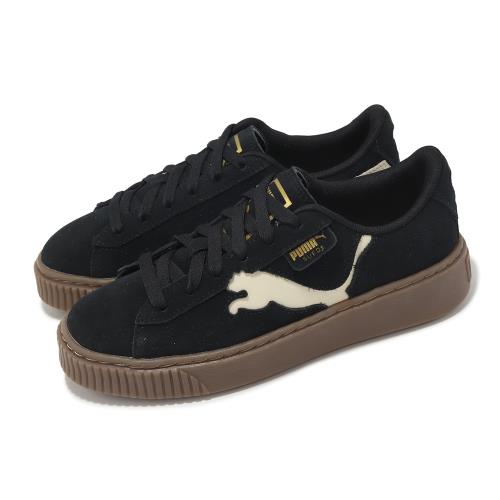 Puma 休閒鞋 Suede Platform Cutout Wns 女鞋 黑 棕 麂皮 大LOGO 微厚底 39723301