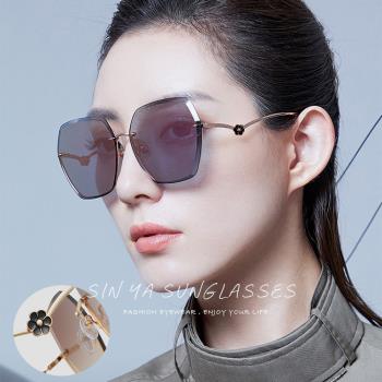 【SINYA】時尚精品墨鏡 歐美無邊框珍珠飾品墨鏡 名媛款眼鏡 大框顯小臉 抗UV400