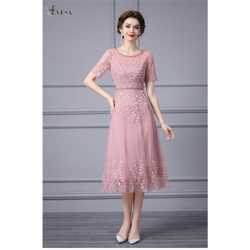 【伊凡莎名媛時尚】米蘭典雅風韻氣質重工網纱刺繡綴珠晚宴禮服-大碼網