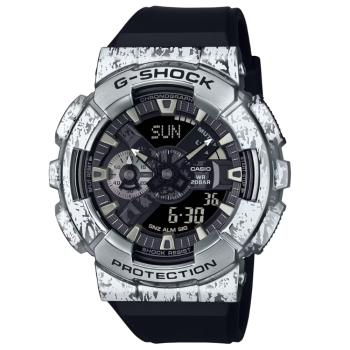 【CASIO 卡西歐】G-SHOCK 油漬搖滾 頹廢風格潮流 多功能電子腕錶 黑 GM-110GC-1A_48.8mm