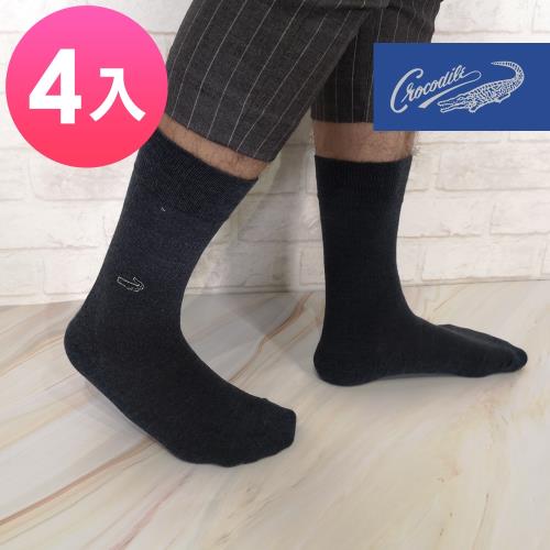 Crocodile鱷魚 純棉機能防臭襪 紳士彈力紗休閒襪(4雙-25-27cm)