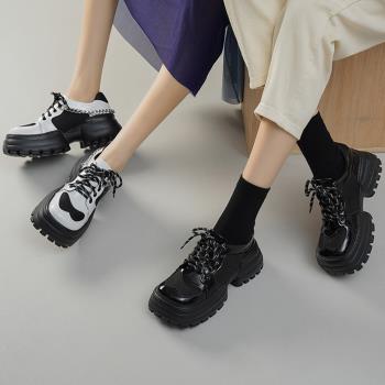 JP Queen New York 學院風復古黑白拚色綁帶厚底休閒鞋(多款可選)