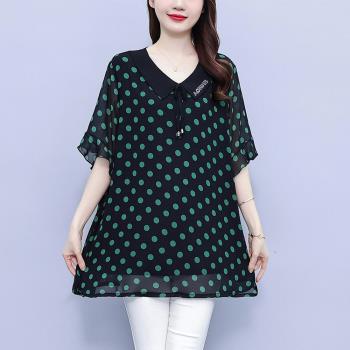 【ALLK 歐楷】新品 長版印花雪紡衫上衣 黑色(尺寸L-XXL/中大尺碼/涼爽/透氣)
