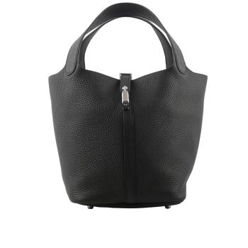 二手商品9.5成新 HERMES Picotin Lock 22cm MM手提水桶包(黑色)
