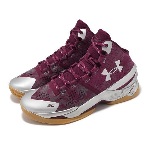 Under Armour 籃球鞋Curry 2 Retro 男鞋紅銀緩衝支撐高筒庫里復刻運動