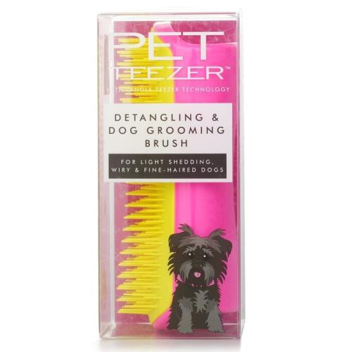 Tangle Teezer 狗用解結美毛梳（適合輕度除毛、鋼絲毛和幼毛狗）-#粉紅色/黃色1pcs