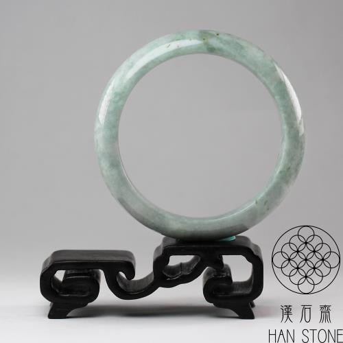 漢石齋】天然翡翠A貨手鐲玉鐲飄花種(手圍17.7/版寬14.6mm)|17-17.9