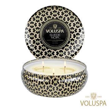 美國 VOLUSPA Japonica日式庭園系列SUEDE NOIR 木菸草花3芯錫蠟燭340g 香氛蠟燭