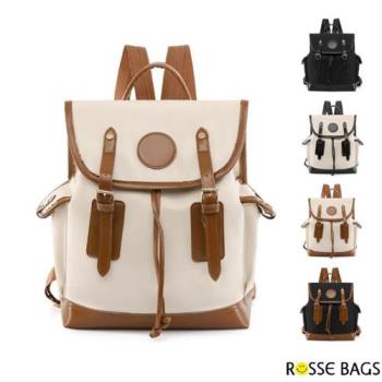 【Rosse Bags】雙色拼接戶外旅行大容量牛津布揹包(現+預 黑色／灰色黑色／米配棕／米配黑／黑配棕)