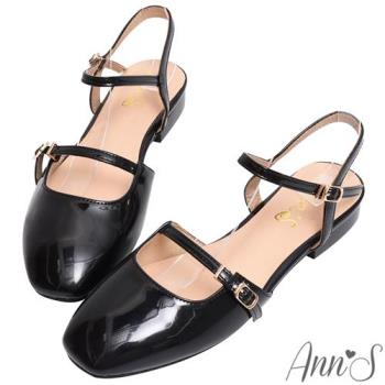 Ann’S魔法版型寬楦!友善拇指外翻漆皮瑪莉珍平底鞋-黑