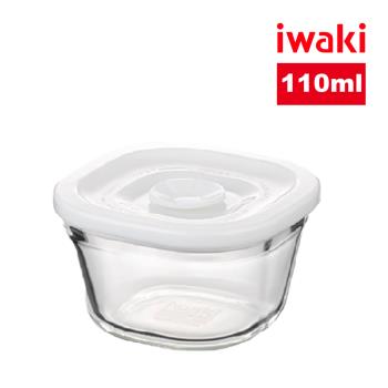 【日本iwaki】耐熱玻璃微波密封保鮮盒 方形白蓋-110ml(原廠總代理)