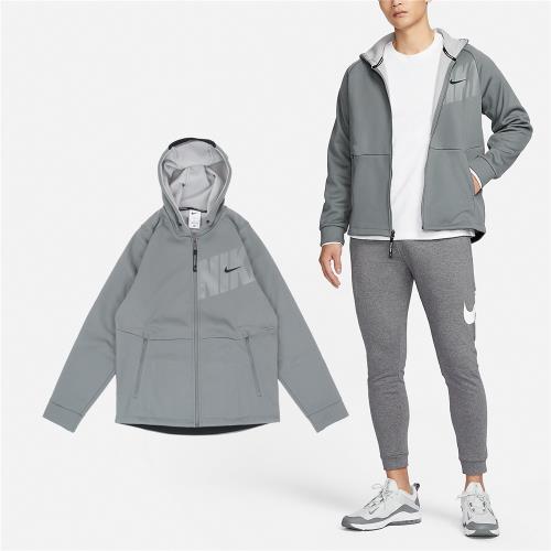 Nike 連帽外套 Pro Therma-FIT 男款 灰 黑 保暖 內刷毛 加長後擺 外套 風衣 FN3057-084