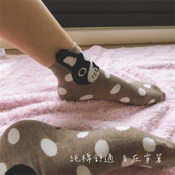 【凱美棉業】MIT台灣製 精緻設計純棉直版女襪 大頭狗點點款(4色)-6雙組