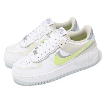 Nike 休閒鞋 Wmns Air Force 1 Shadow 女鞋 白 螢光綠 藍 AF1 拼接 解構 FB7582-100