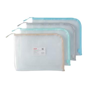 COX 三燕 A4 環保立體式 / L型拉鍊收納袋 附名片袋 顏色隨機 6個 /組 NO.0264H