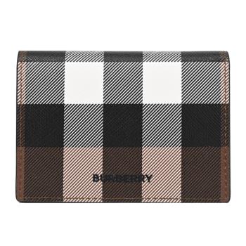 BURBERRY 8072739 品牌LOGO格紋對開隨身卡包.樺木棕