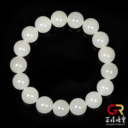 正佳珠寶】和田白玉頂級新疆老礦11.8-12.2mm 和田白玉手珠｜日本彈力繩