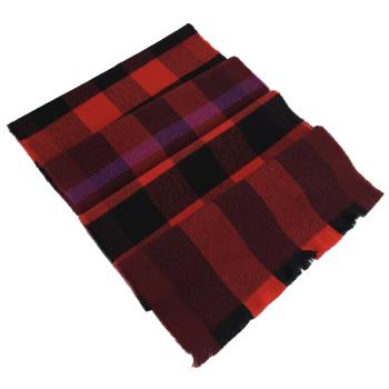 BURBERRY 4080212 撞色格紋混紡羊毛長圍巾/披肩.紅黑