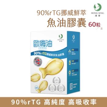 【鴻參】90% rTG 挪威鮮萃 魚油膠囊 60粒/盒