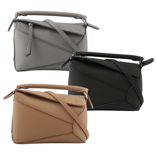 LOEWE Puzzle 拼圖粒面小牛皮手提/斜背兩用包(任選) A510P88X16