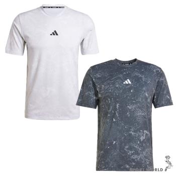 Adidas 短袖上衣 男裝 印花 排汗 灰白/藍灰【運動世界】IS3807/IK9685