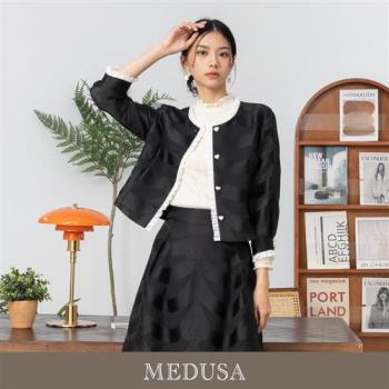 現貨【MEDUSA 曼度莎】黑色波浪緹花禮服小外套（M-XL）｜小禮服 禮服外套 罩衫