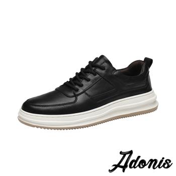 【Adonis】全真皮個性休閒板鞋/全真皮頭層牛皮經典時尚個性百搭休閒板鞋 男鞋 黑