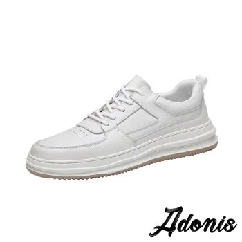 【Adonis】全真皮個性休閒板鞋/全真皮頭層牛皮經典時尚個性百搭休閒板鞋 男鞋 白