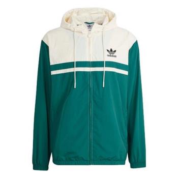 【下殺】Adidas 連帽外套 男裝 拉鍊口袋 拚色 米綠【運動世界】IU0201