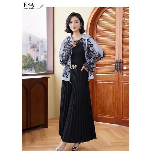 【ESA伊裳】法式浪漫雅韻顯瘦腰飾壓褶褲裙