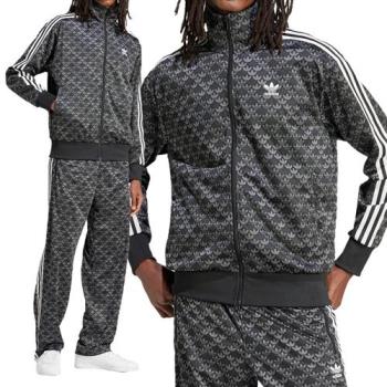 Adidas Fb Mono Tt 男款 黑色 國際碼 立領 印花滿版 三葉草 運動 休閒 外套 IS0218