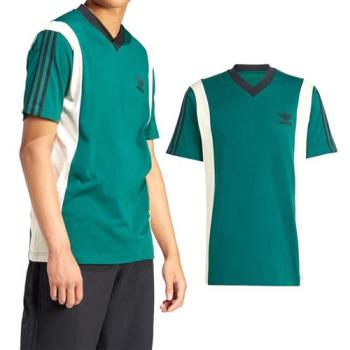 Adidas Archive Tee 男款 綠色 V領 舒適 上衣 運動 休閒 短袖 IS1406