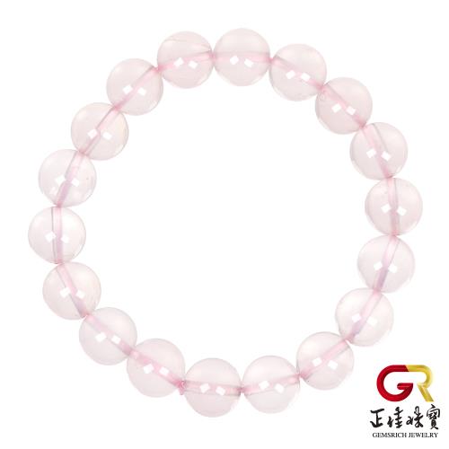【正佳珠寶】粉晶 頂級冰質 10mm 粉晶手珠｜日本彈力繩