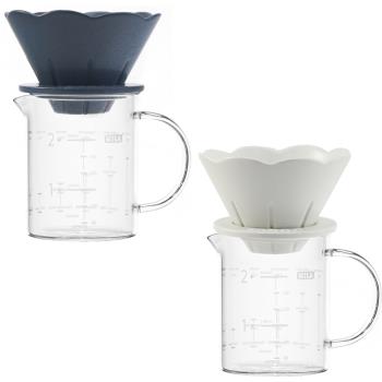 【日本 YUKURI】陶瓷咖啡濾杯加經典咖啡配方量杯-兩色可選