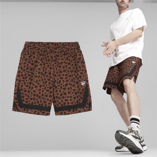Puma 短褲 Downtown Kitten 男款 棕 黑 豹紋 寬鬆 開岔 抽繩 褲子 62437481