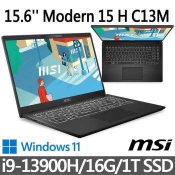 msi微星 Modern 15 H C13M-093TW 15.6吋 商務筆電 (i9-13900H/16G/1T SSD/Win11/經典黑)