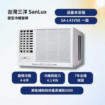 【台灣三洋 SanLux】 R410A 【4~6坪】窗型冷專變頻 7年升級保固壓縮機10年(SA-L41VSE)