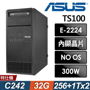 ASUS TS100-E10 商用伺服器 E-2224/32GB/256SSD+1TBX2/300W/RAID