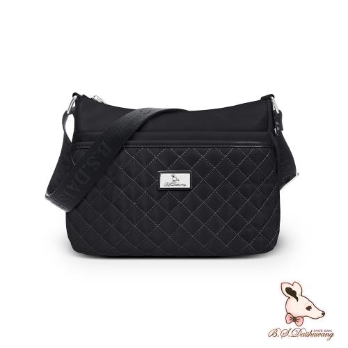 B.S.D.S冰山袋鼠 - 漫遊城市 - 小菱格休閒輕量斜背包 - 沉穩黑【Z150-AK】