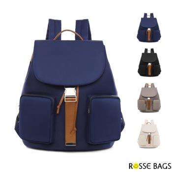 【Rosse Bags】大容量精緻簡約戶外休閒女士揹包(現+預 黑色／灰色／米色／藍色)