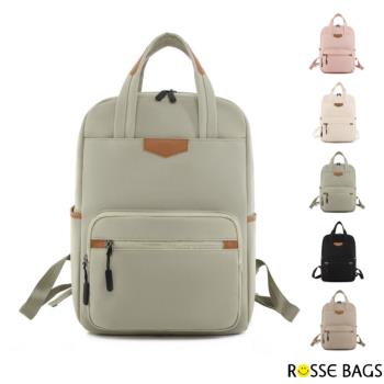 【Rosse Bags】經典高顏值防潑水手提肩背休閒旅行揹包(現+預 黑色／卡其色／米色／綠色／粉色)